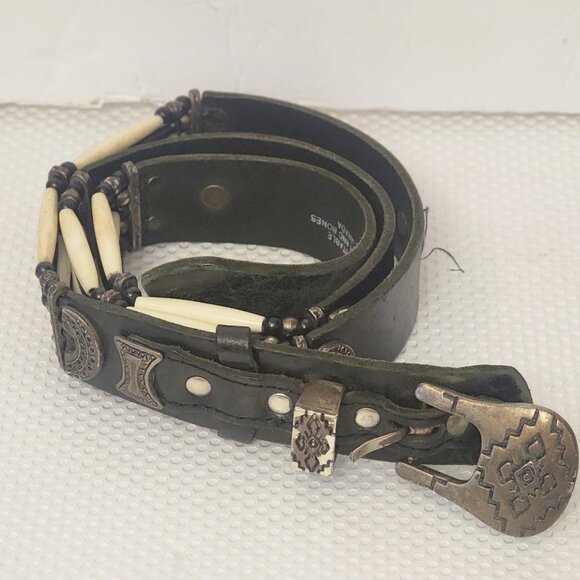 Western, Boho-Chic. Tribal American...Genuine Leather , Bones Belt S36 - Picture 1 of 6